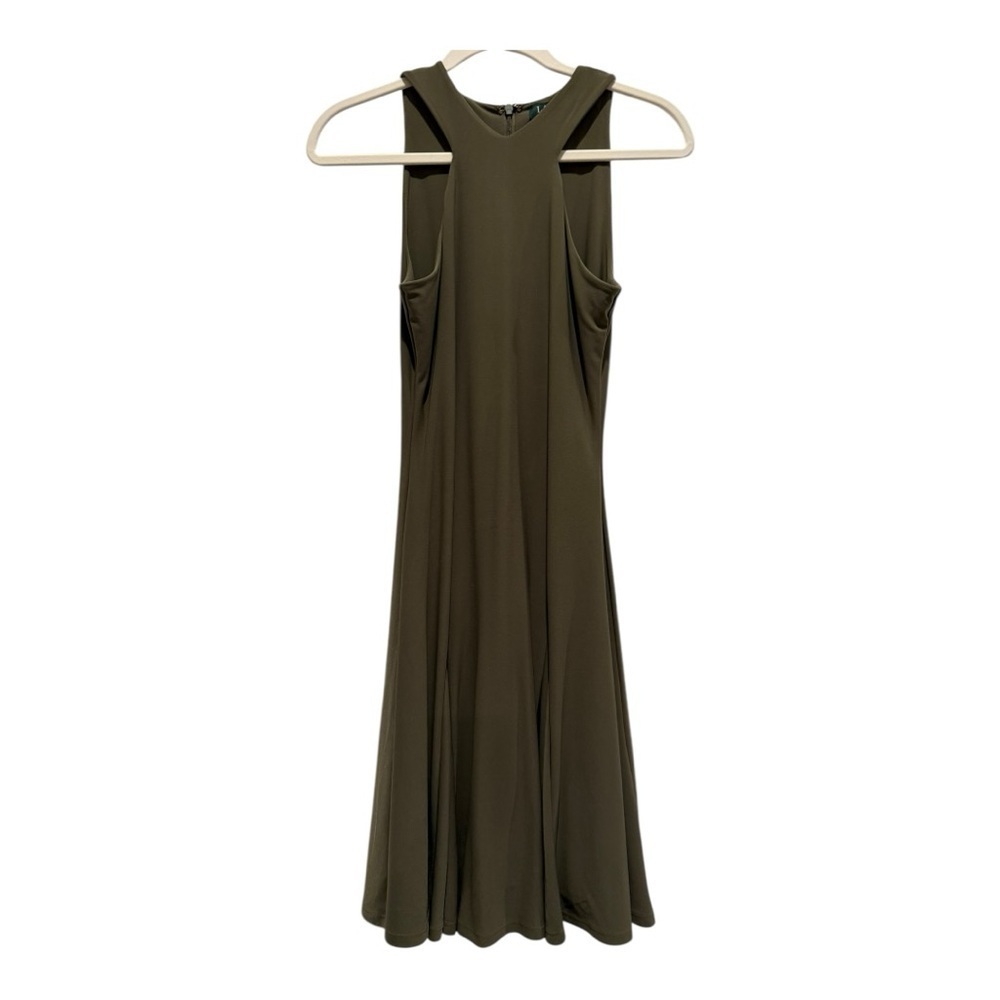 Lauren Ralph Lauren Olive Green Sleeveless Fit & Flare Dress XS EUC